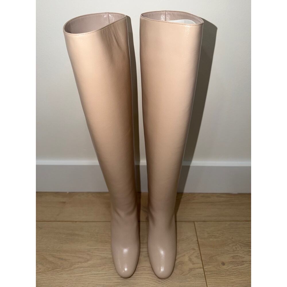 Christian Louboutin Janitta 85 Pearl Beige Leather Knee High Heel Boot 37.5 - Picture 14 of 16